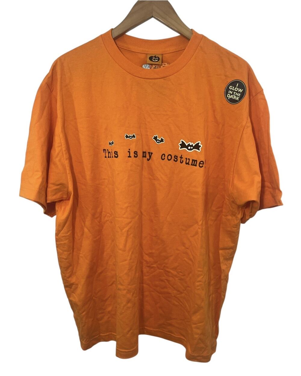 Vtg Halloween T-shirt Orange This is Not My Costume XL NWT Glow in the Dark 90s